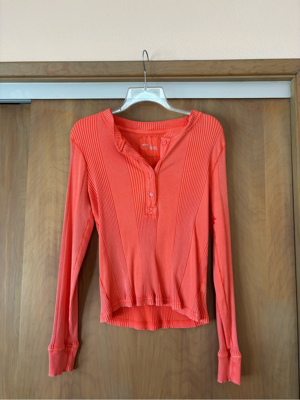 aerie  Ribbed Henley Long-Sleeve Top